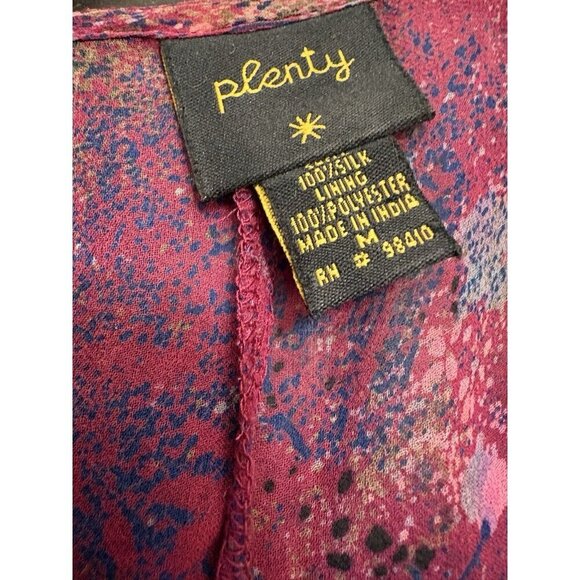 Plenty M Purple Floral Silk Sheer V-Neckline Rufffle Sleeveless Below Knee Dress - Picture 6 of 6